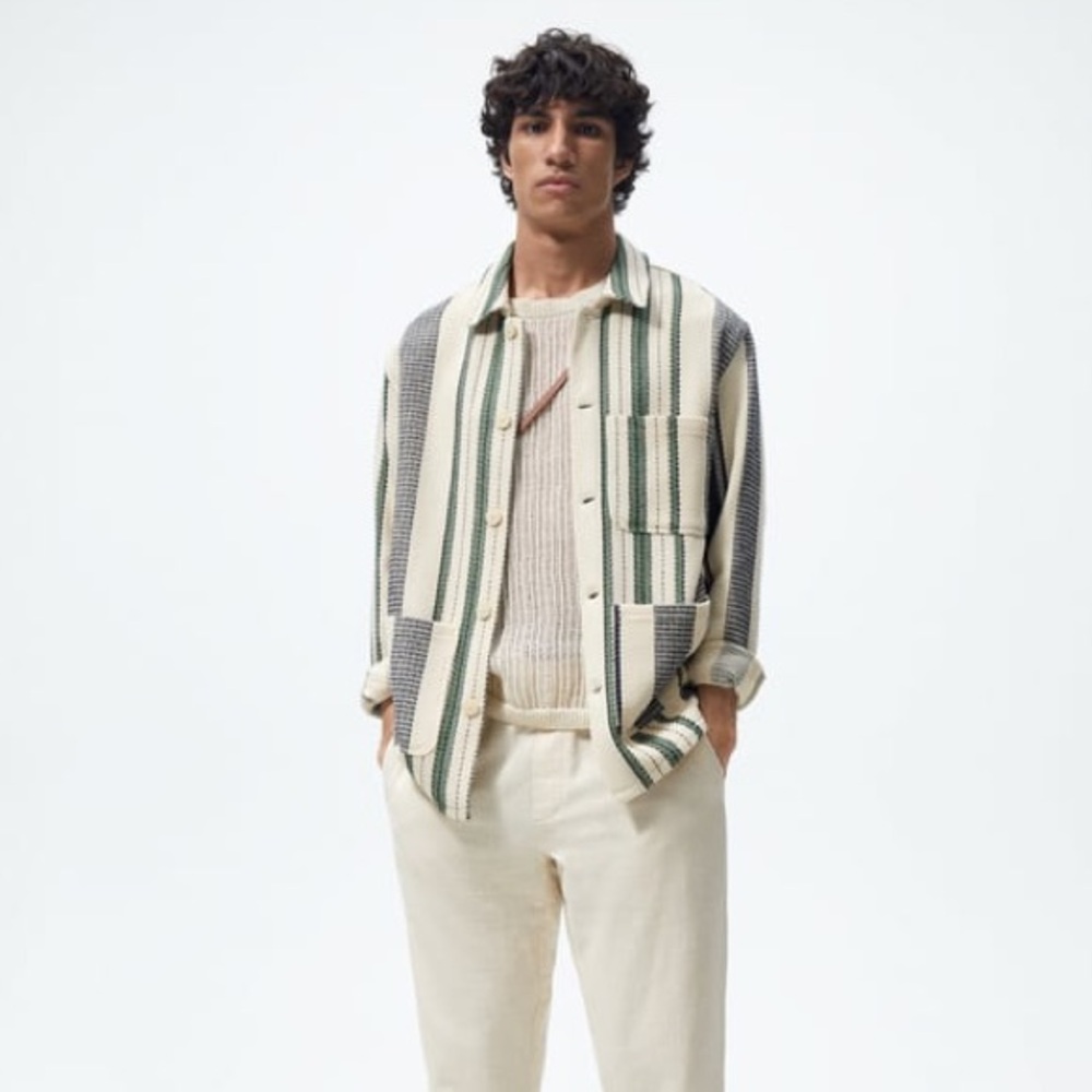 Zara Striped Overshirt Jacket